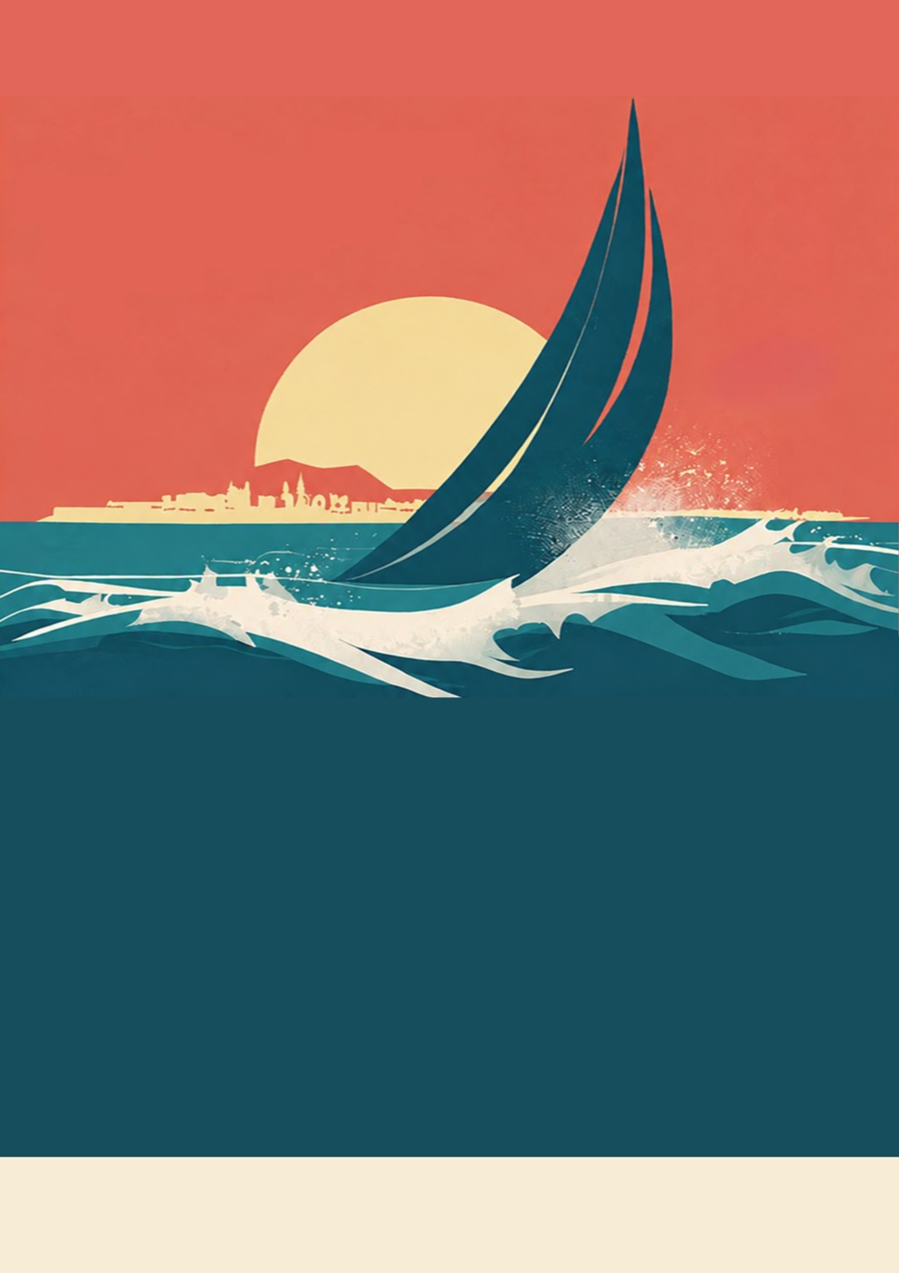 EUMETSAT Sailing Cup artwork: a sailing boat in front of the setting sun